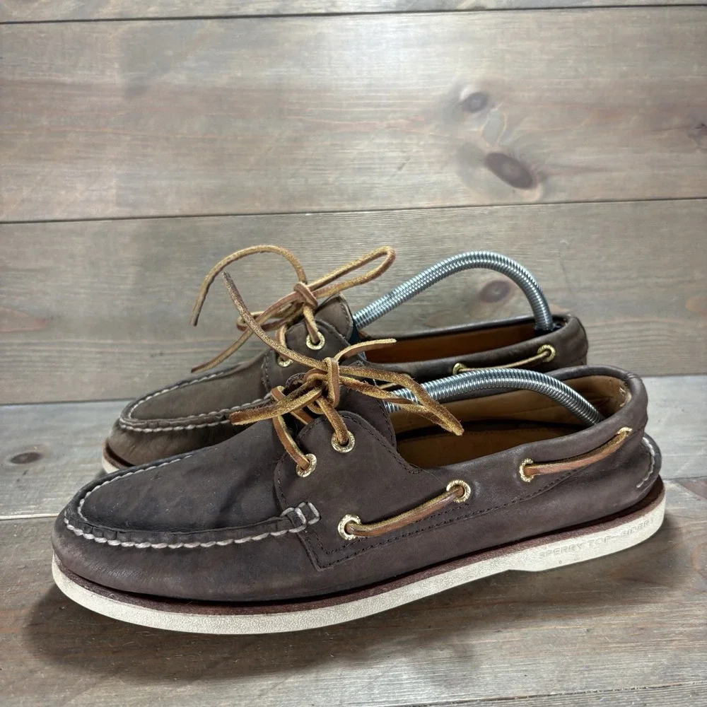 sperry gold cup mens size 8.5 wide shoes brown leather comfort boat sneakers
